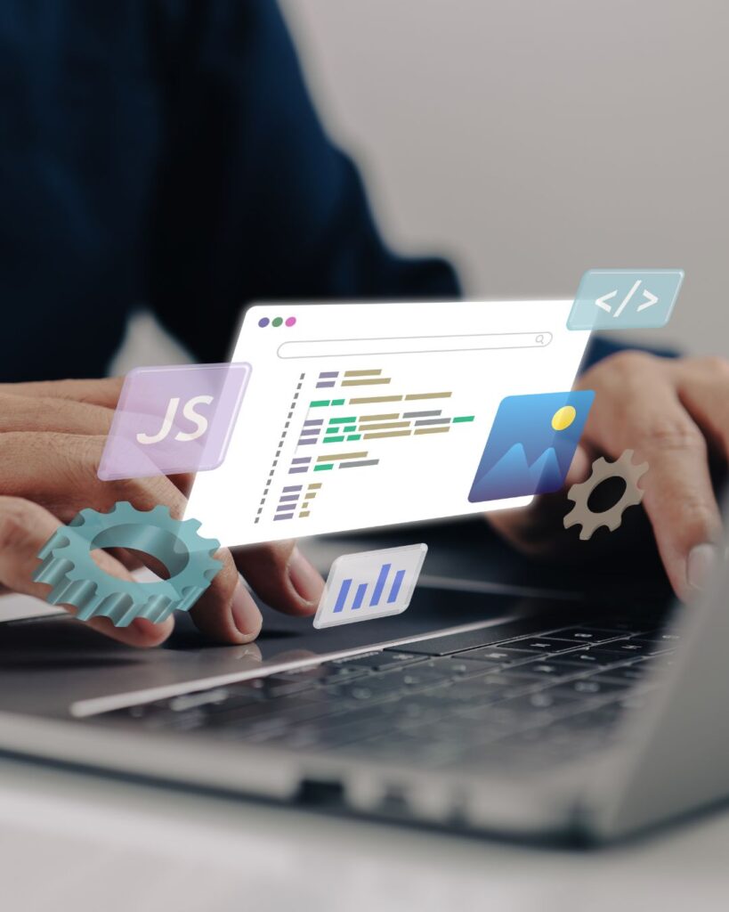 service-creation-site-web-notifcom Clavier d'ordinateur et icônes logiciels pour création de site web